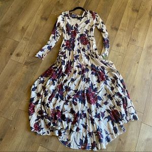 Free People Long-Sleeve Floral Maxi Dress - Button Back - Small